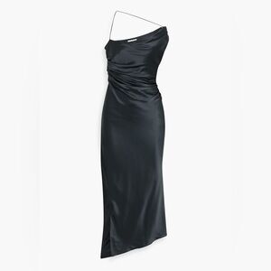 The Sei One-shoulder draped silk-satin midi dress